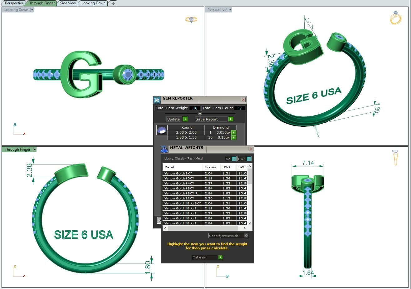 Jewelry alphabet ring G 3D print model_31