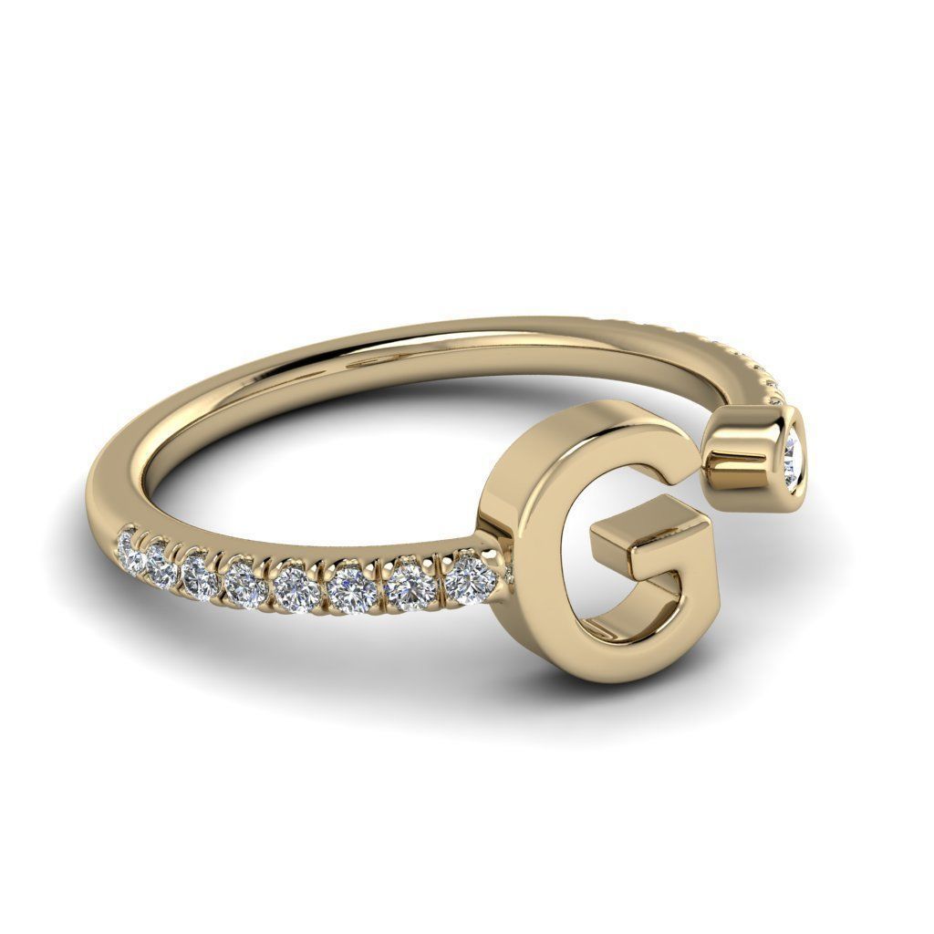 Jewelry alphabet ring G 3D print model_29