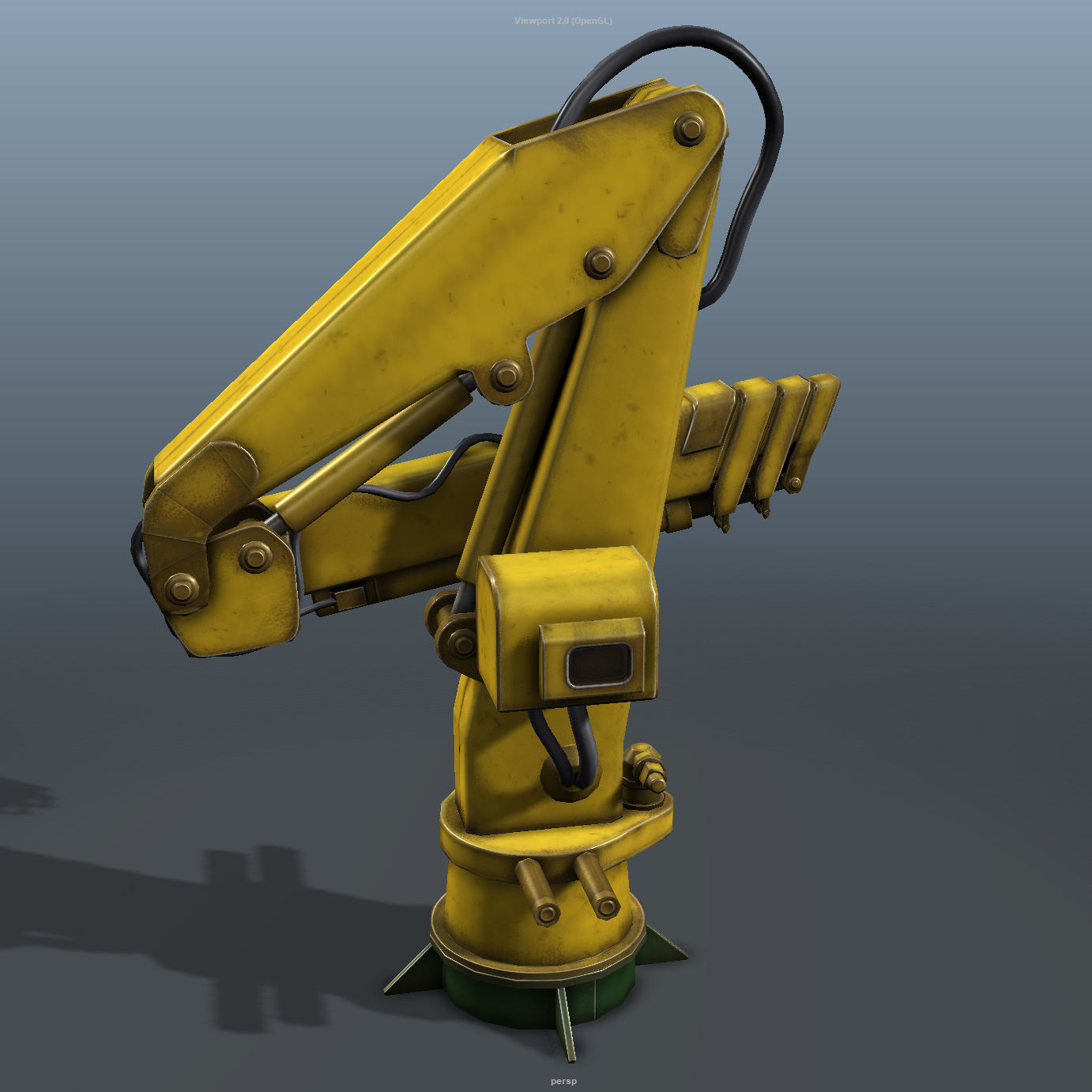 Onboard Manipulator Crane - low poly Low-poly 3D model_1
