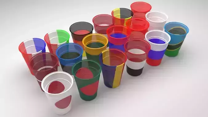 Plastic Cups Set With Flags