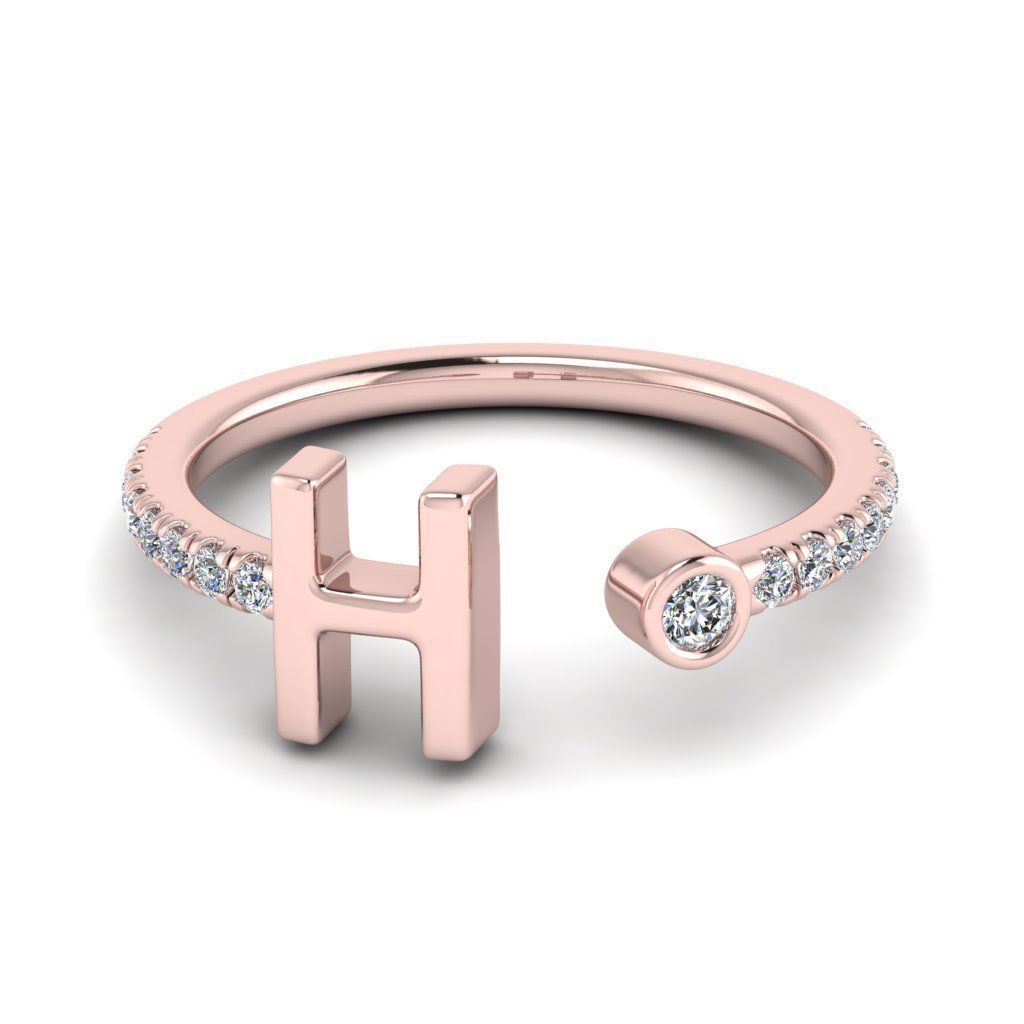 Jewelry alphabet ring H 3D print model_26