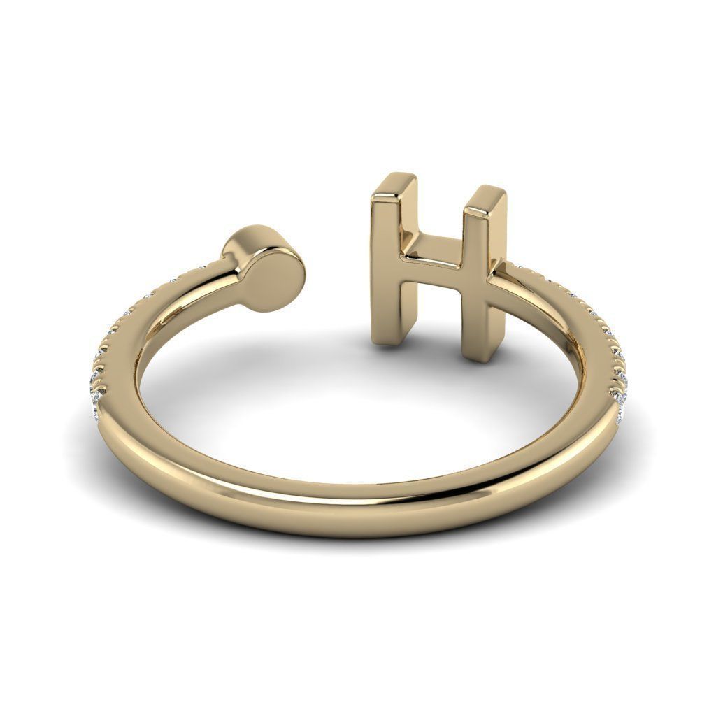 Jewelry alphabet ring H 3D print model_11