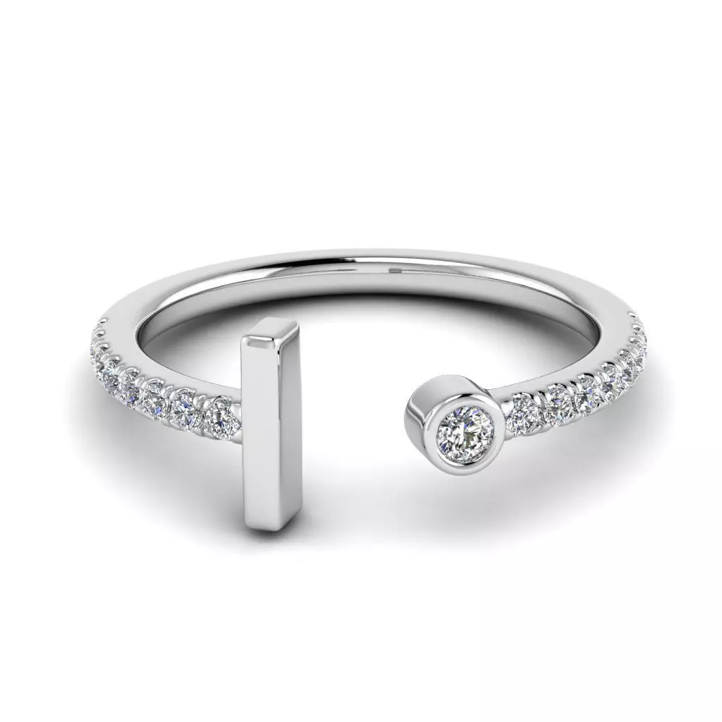 Jewelry alphabet ring I 3D print model_0