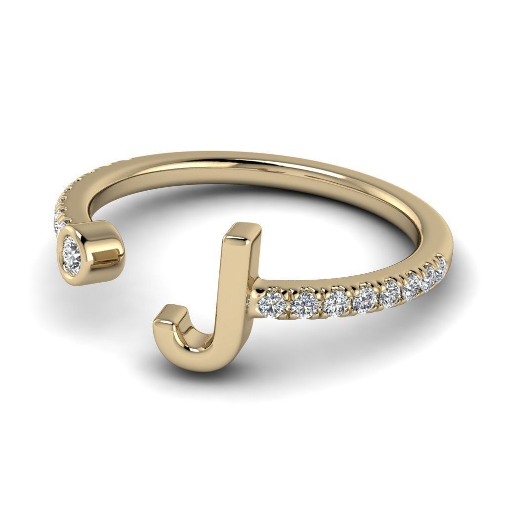 Jewelry alphabet ring J 3D print model_16