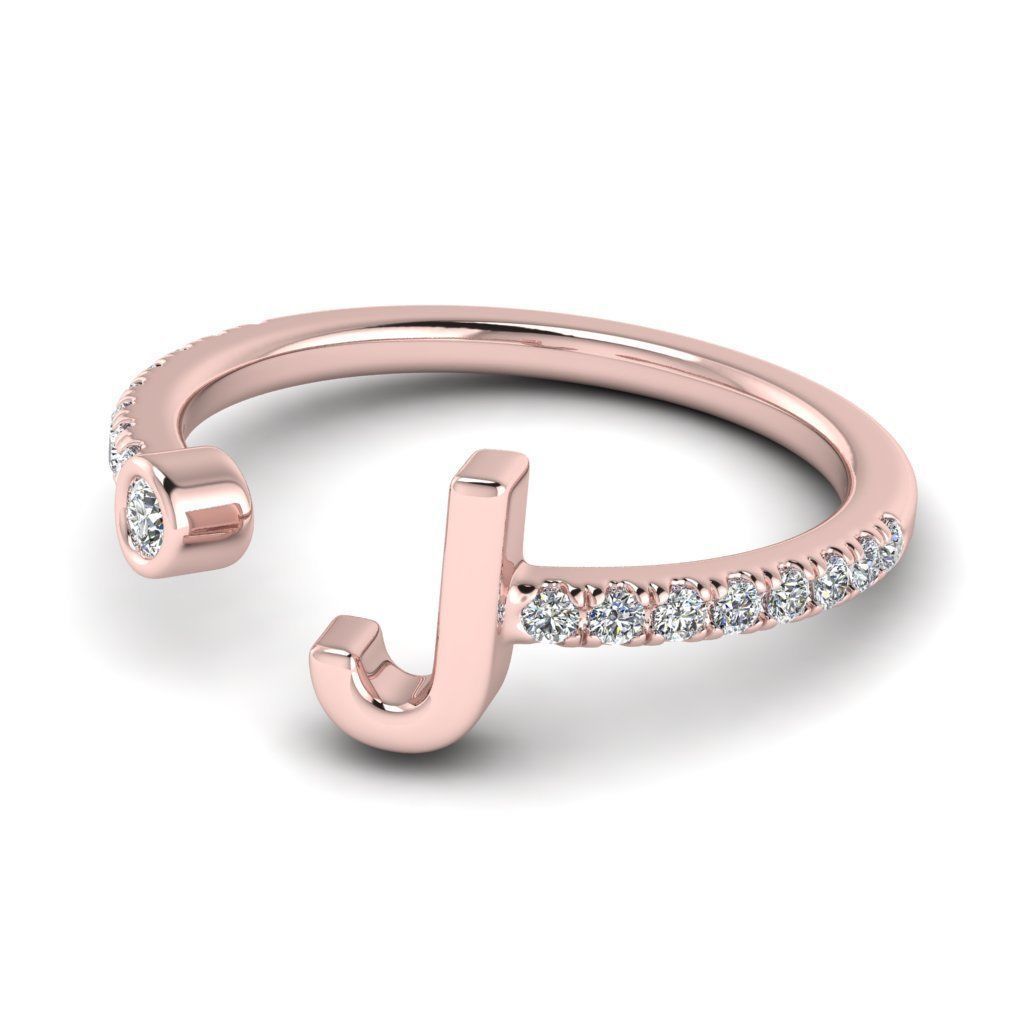 Jewelry alphabet ring J 3D print model_5
