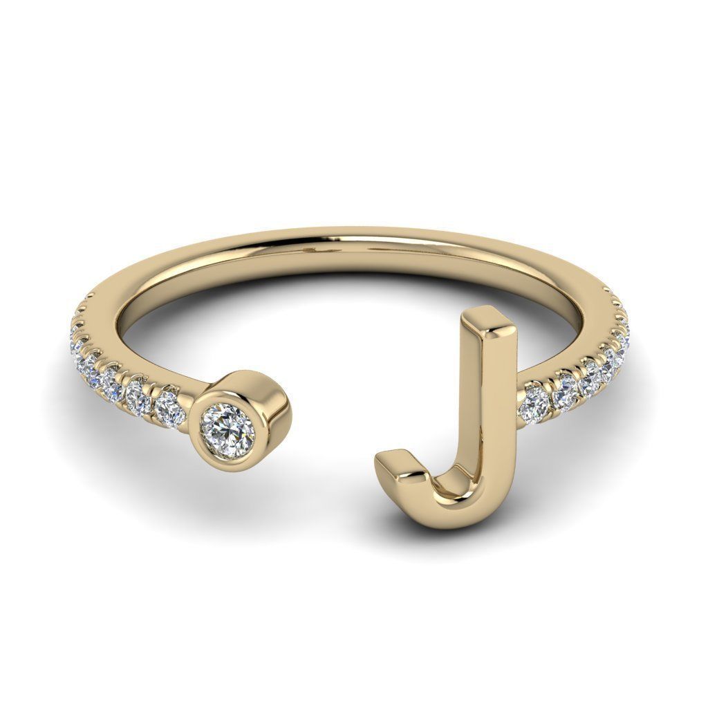 Jewelry alphabet ring J 3D print model_19