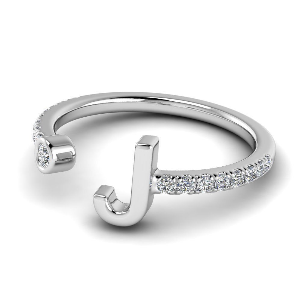 Jewelry alphabet ring J 3D print model_27