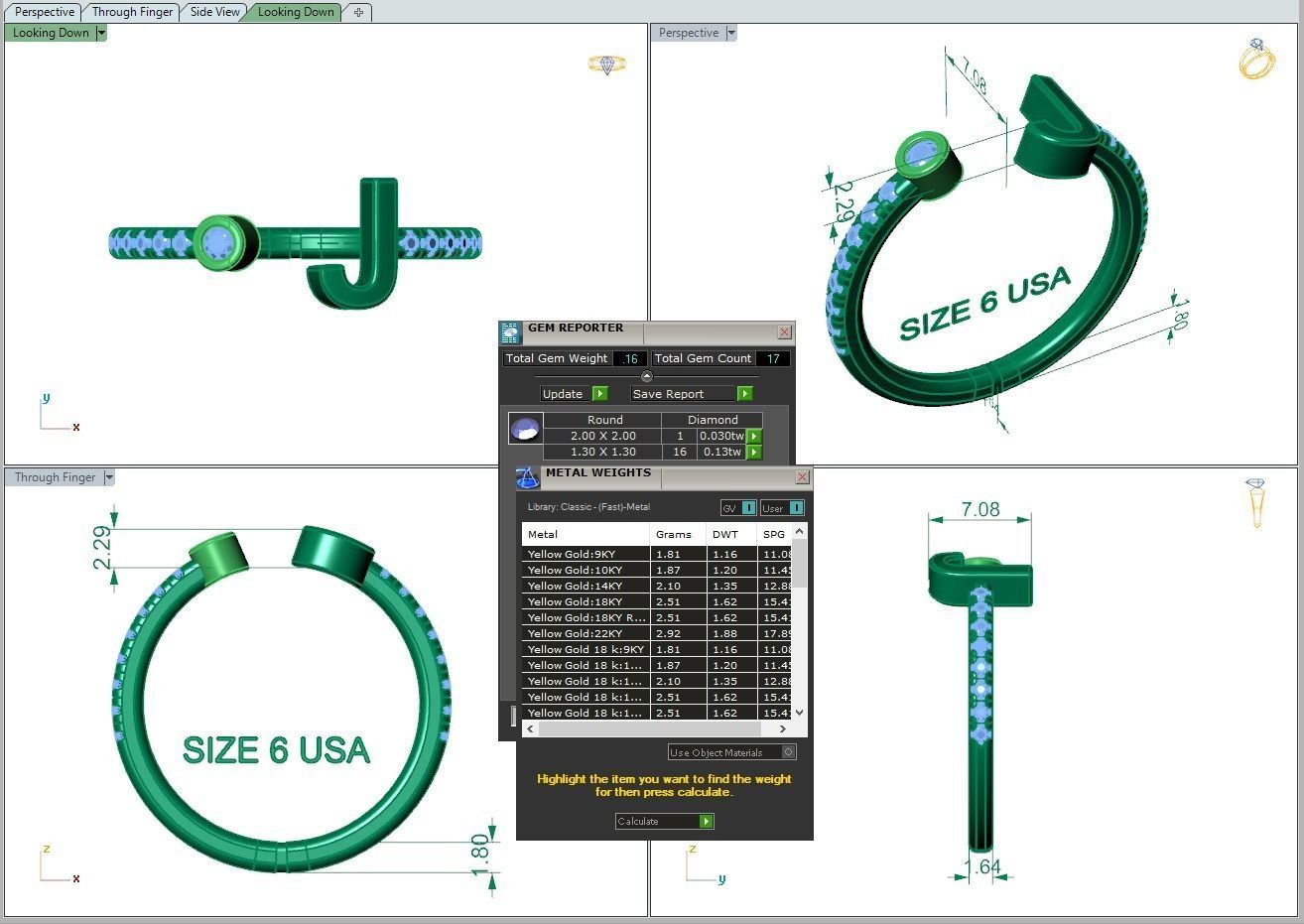 Jewelry alphabet ring J 3D print model_4