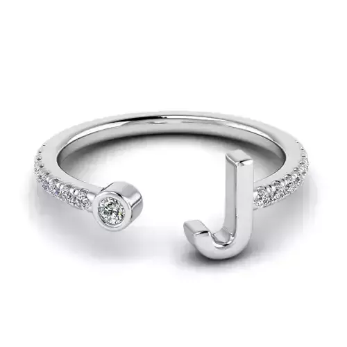 Jewelry alphabet ring J 3D print model