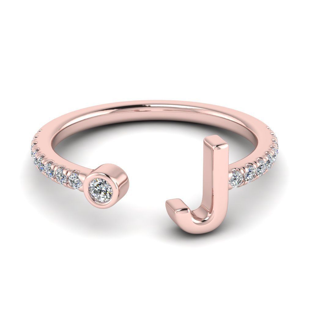 Jewelry alphabet ring J 3D print model_8