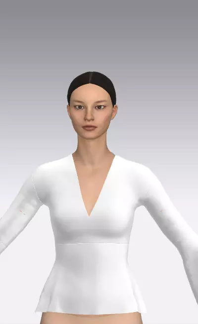 blouse v neckline color white ruffled slevee look Low-poly 3D model