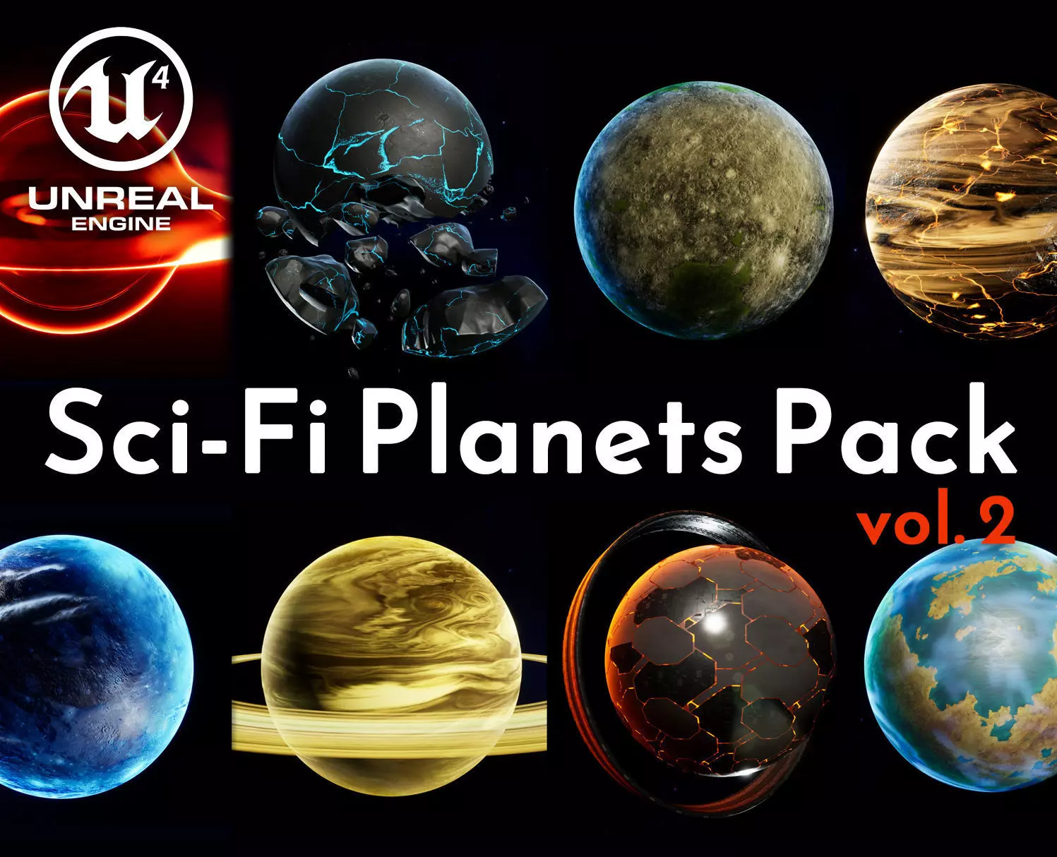 Sci-Fi Planets Pack vol 2 Low-poly 3D model_0