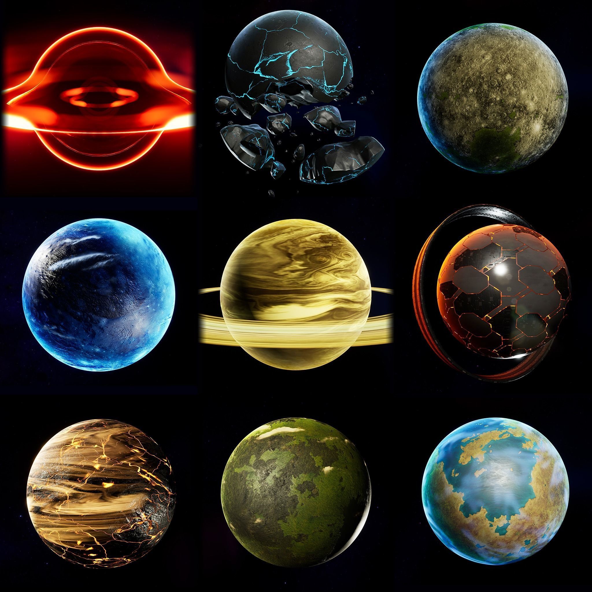 Sci-Fi Planets Pack vol 2 Low-poly 3D model_1