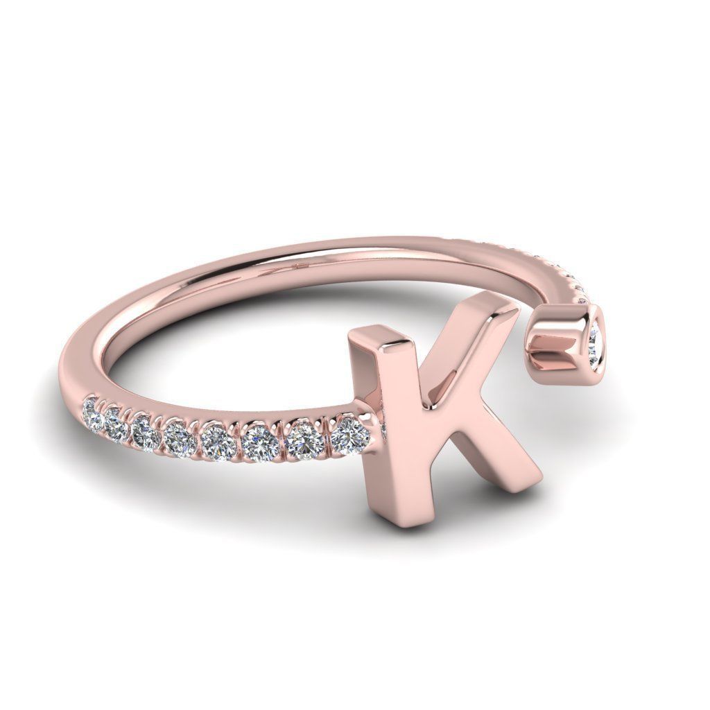 Jewelry alphabet ring K 3D print model_9