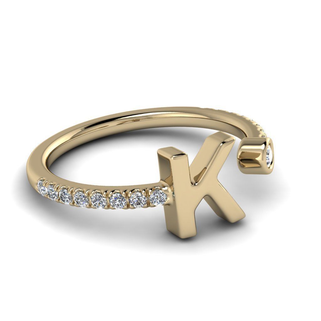 Jewelry alphabet ring K 3D print model_10