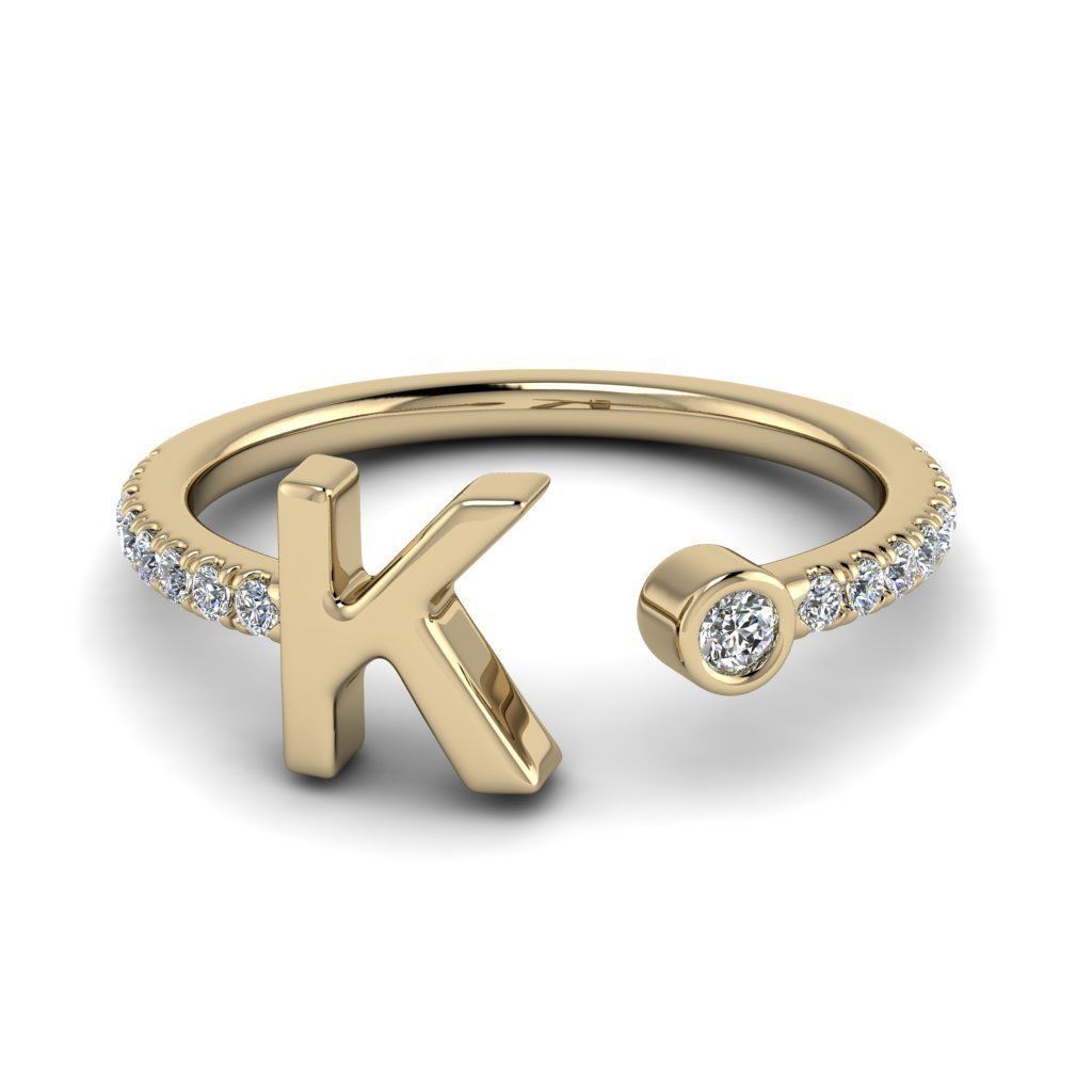 Jewelry alphabet ring K 3D print model_35