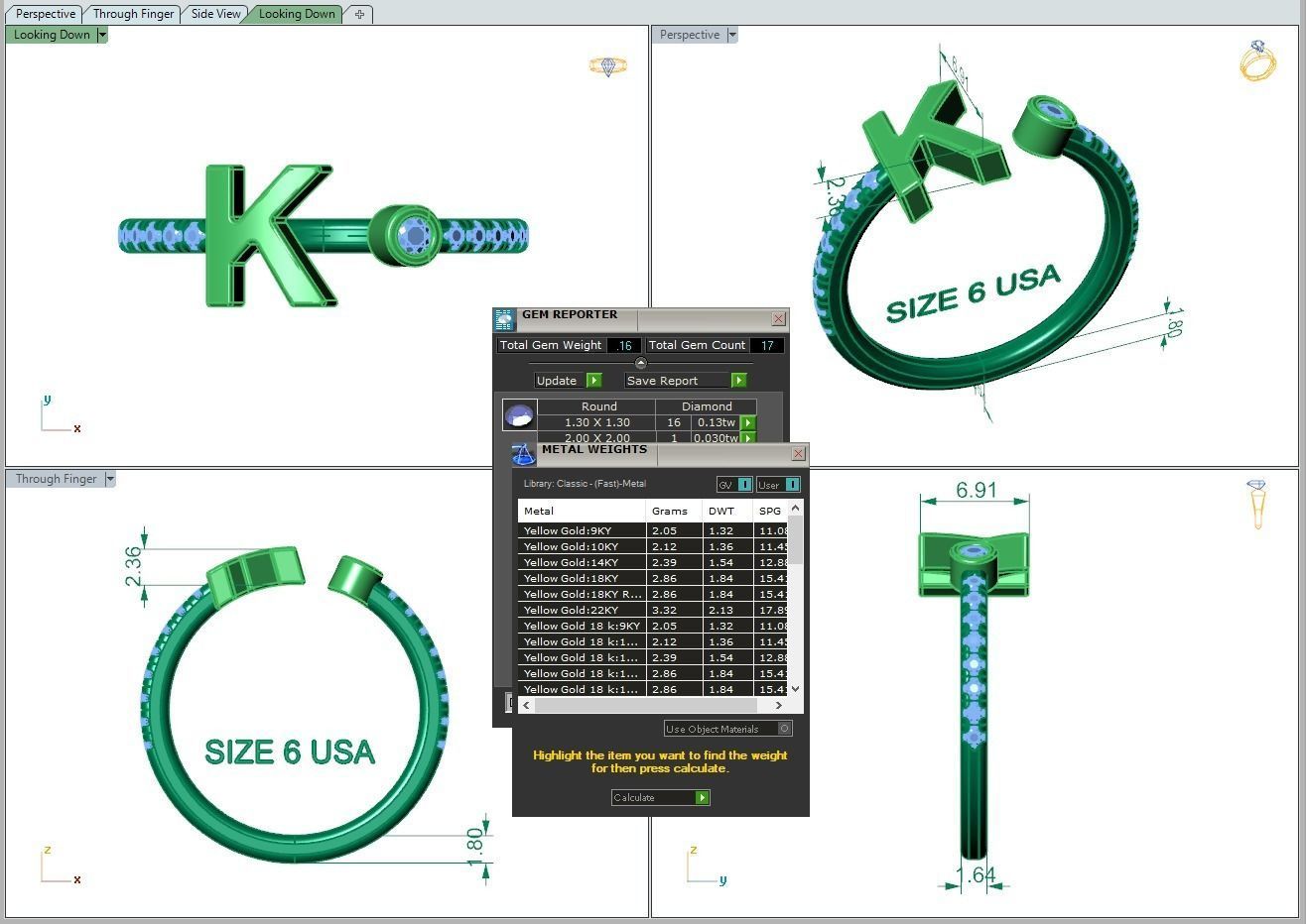 Jewelry alphabet ring K 3D print model_13