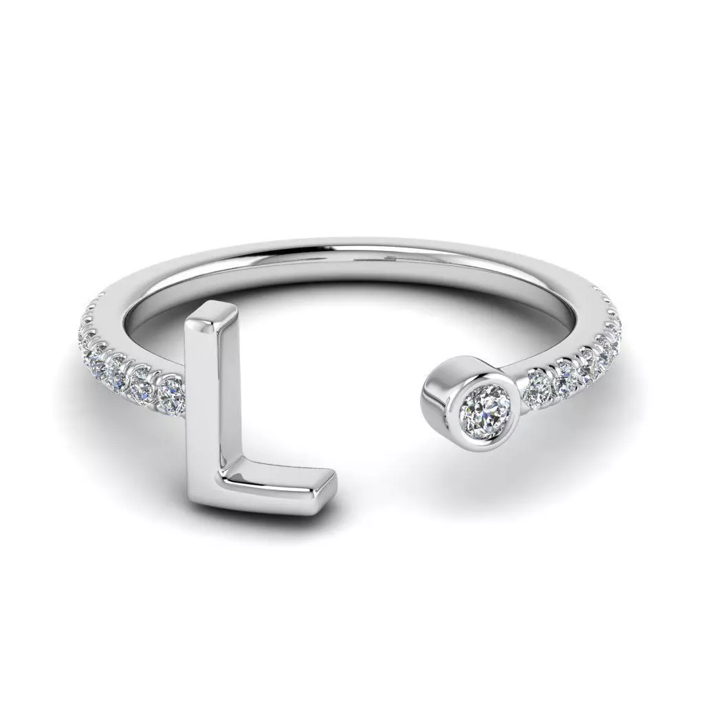 Jewelry alphabet ring L 3D print model_0