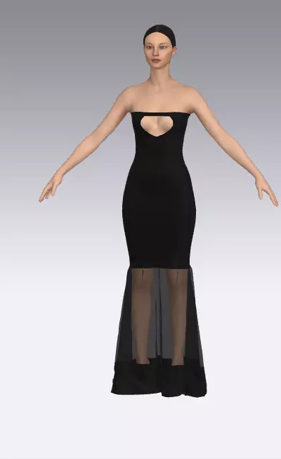 dress strapless ruffled vual skirt Low-poly 3D model