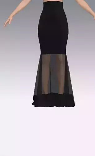 skirt strapless  ruffled vual skirt  Low-poly 3D model