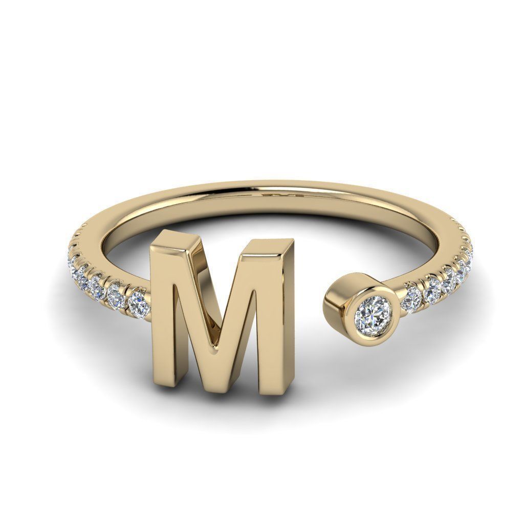 Jewelry alphabet ring M 3D print model_20
