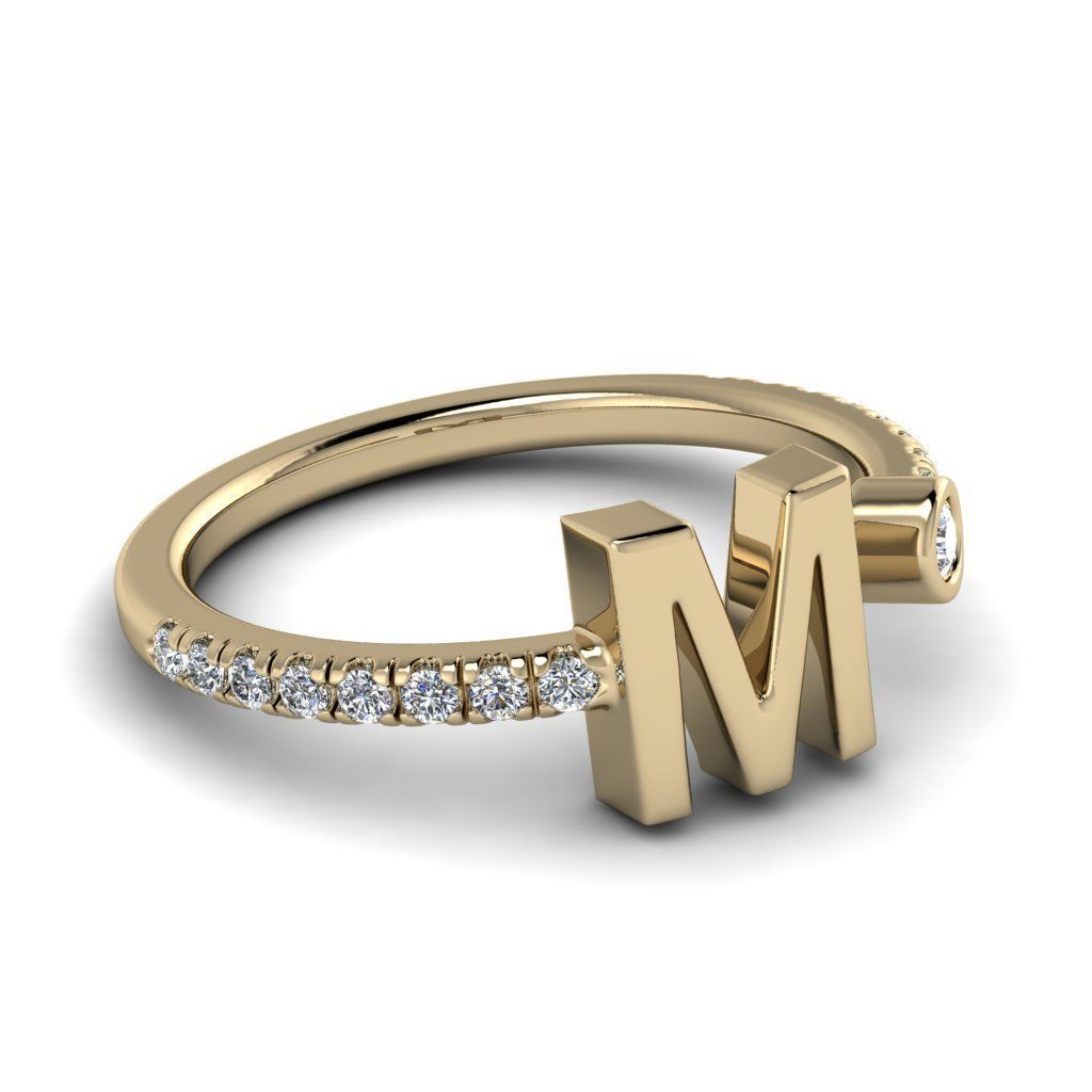 Jewelry alphabet ring M 3D print model_11