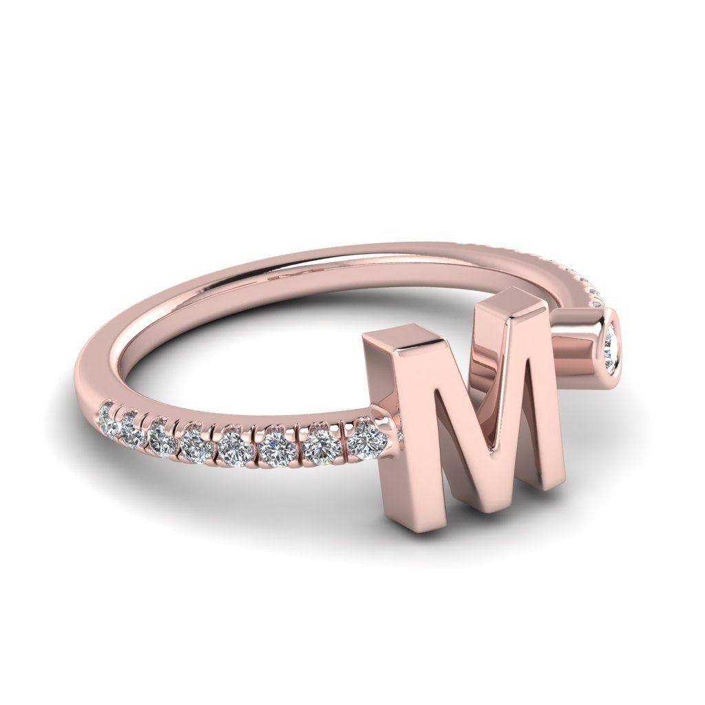 Jewelry alphabet ring M 3D print model_7