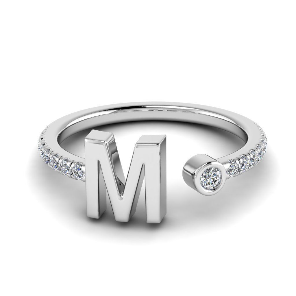 Jewelry alphabet ring M 3D print model_17
