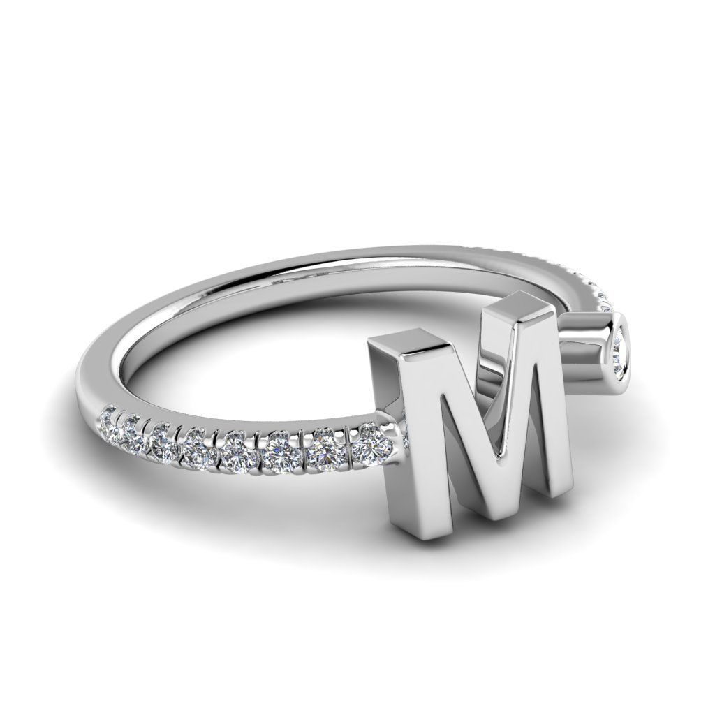 Jewelry alphabet ring M 3D print model_9