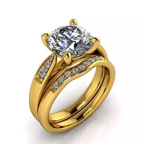 2 and half Carat Round Pave Cathedral Style Diamond Ring 3D print model