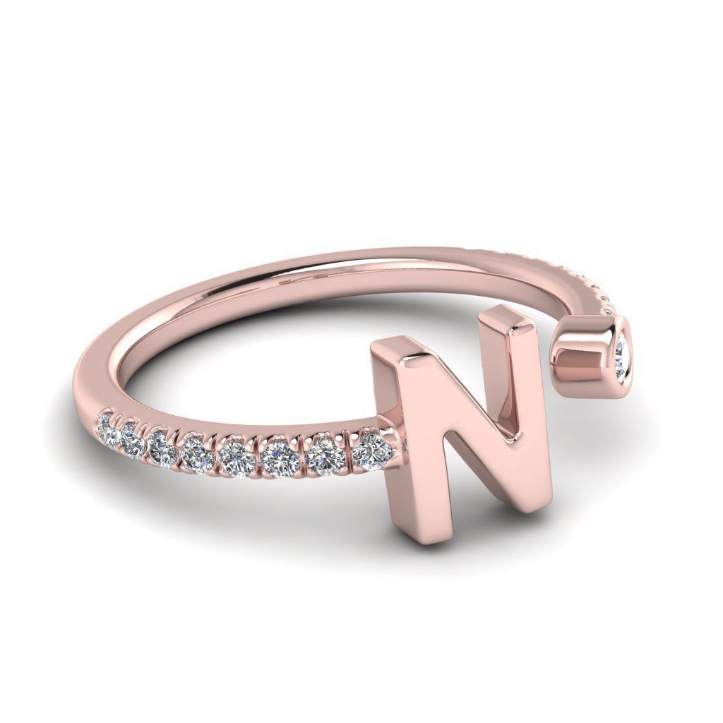 Jewelry alphabet ring N 3D print model_29