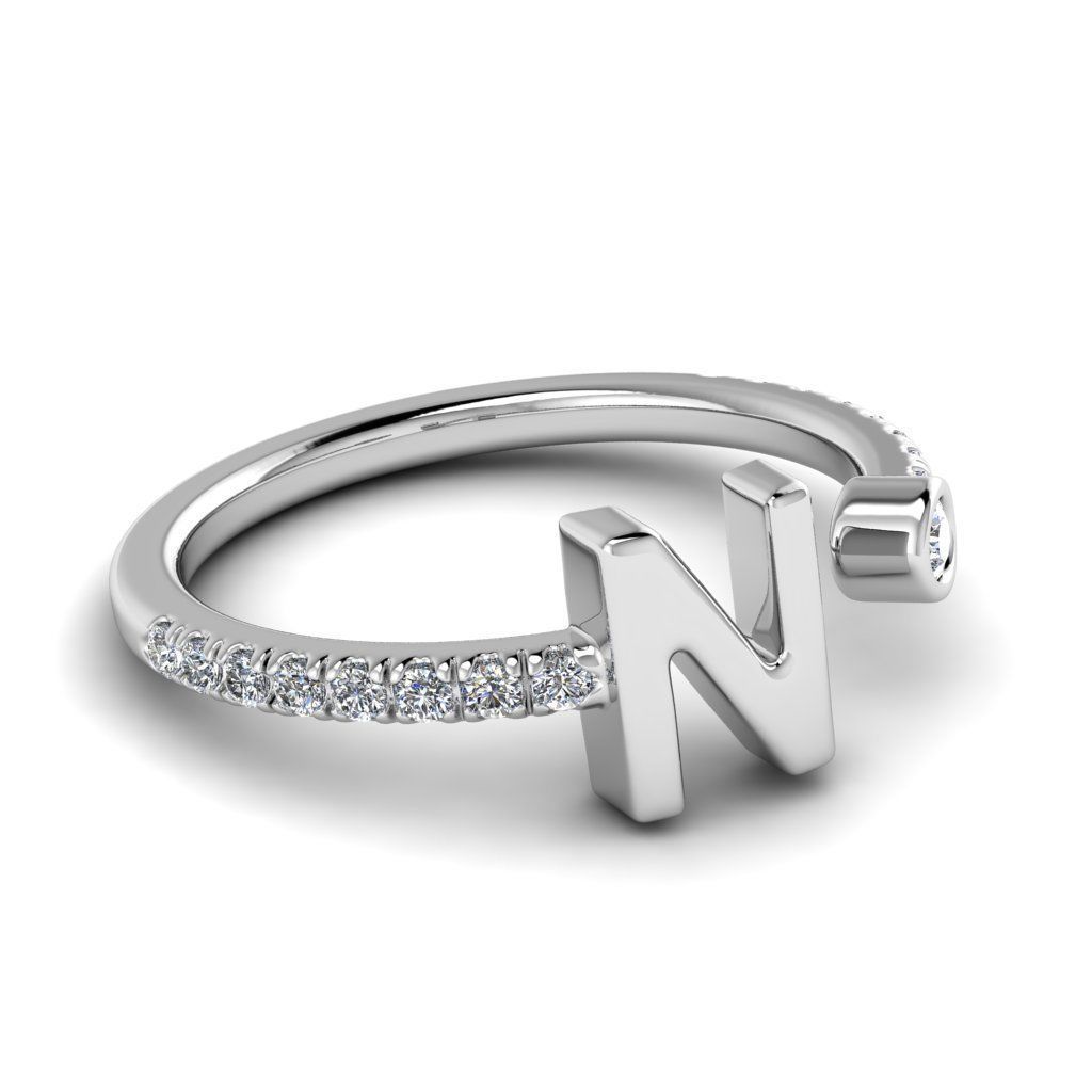 Jewelry alphabet ring N 3D print model_11