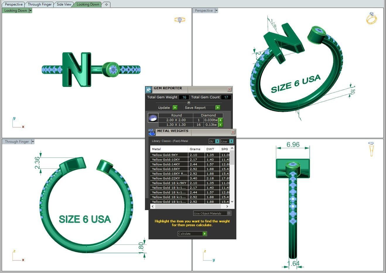 Jewelry alphabet ring N 3D print model_4