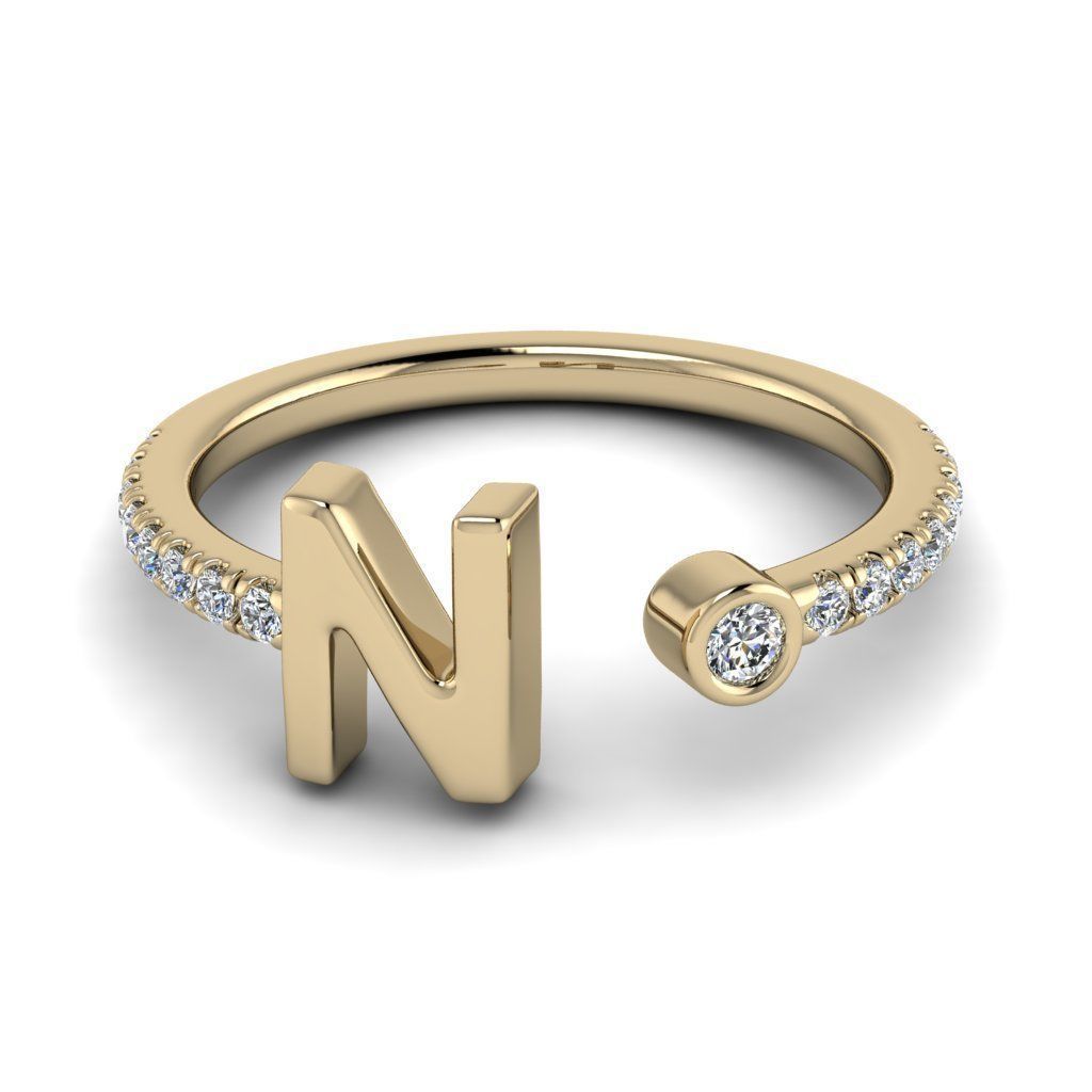 Jewelry alphabet ring N 3D print model_26