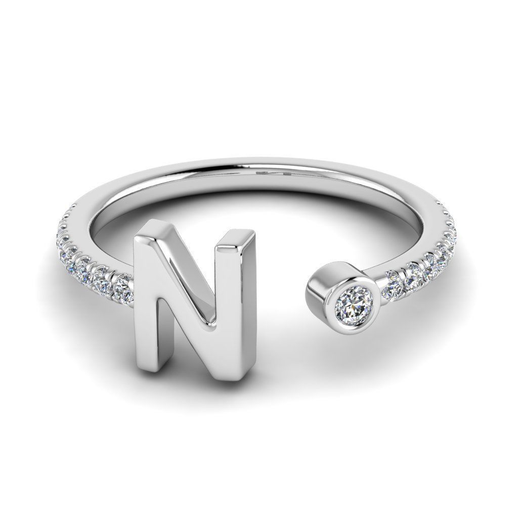 Jewelry alphabet ring N 3D print model_18