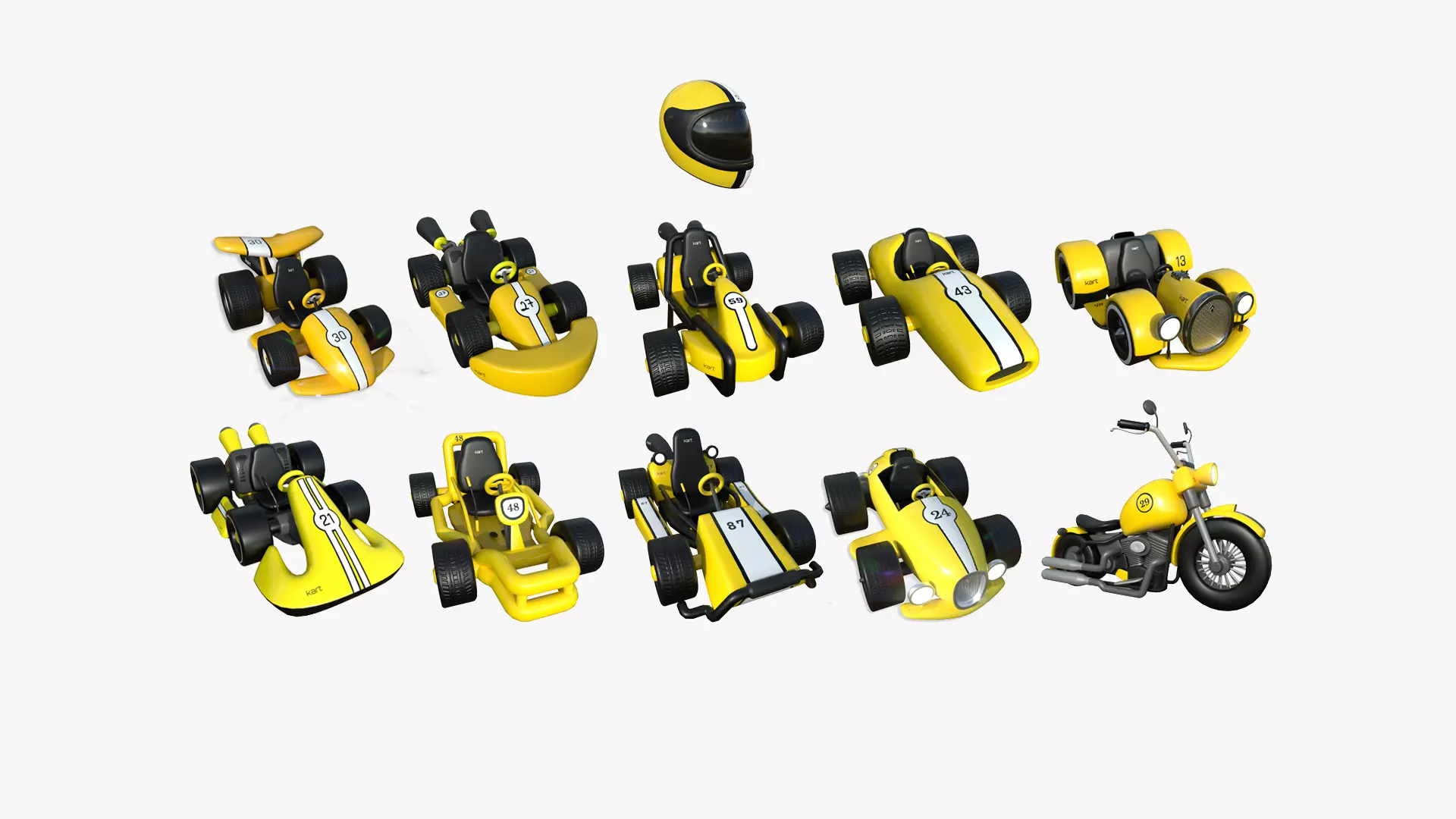 10 Cartoon Karts Yellow Collection - Vehicle Racing Design _0