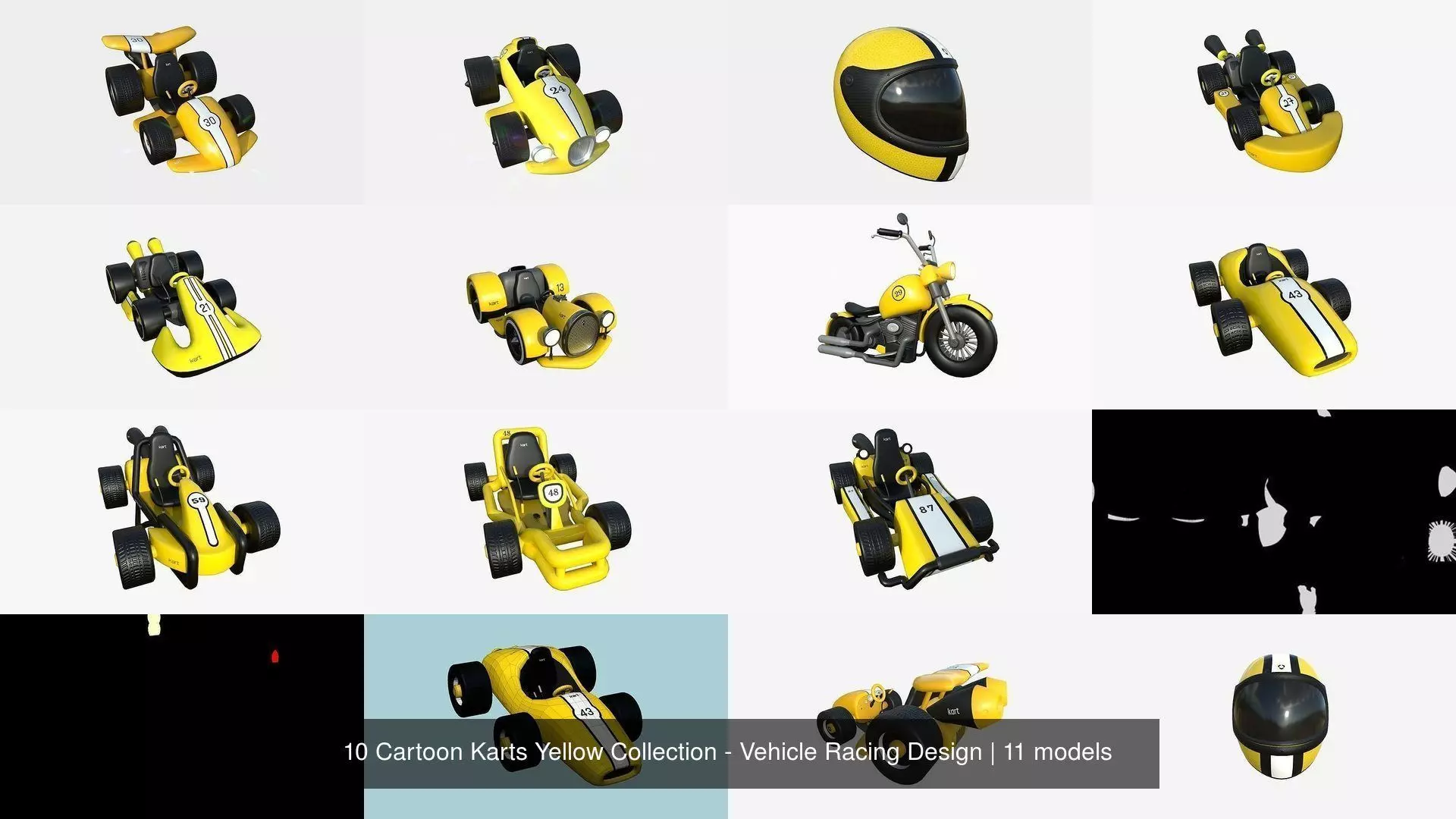 10 Cartoon Karts Yellow Collection - Vehicle Racing Design _1