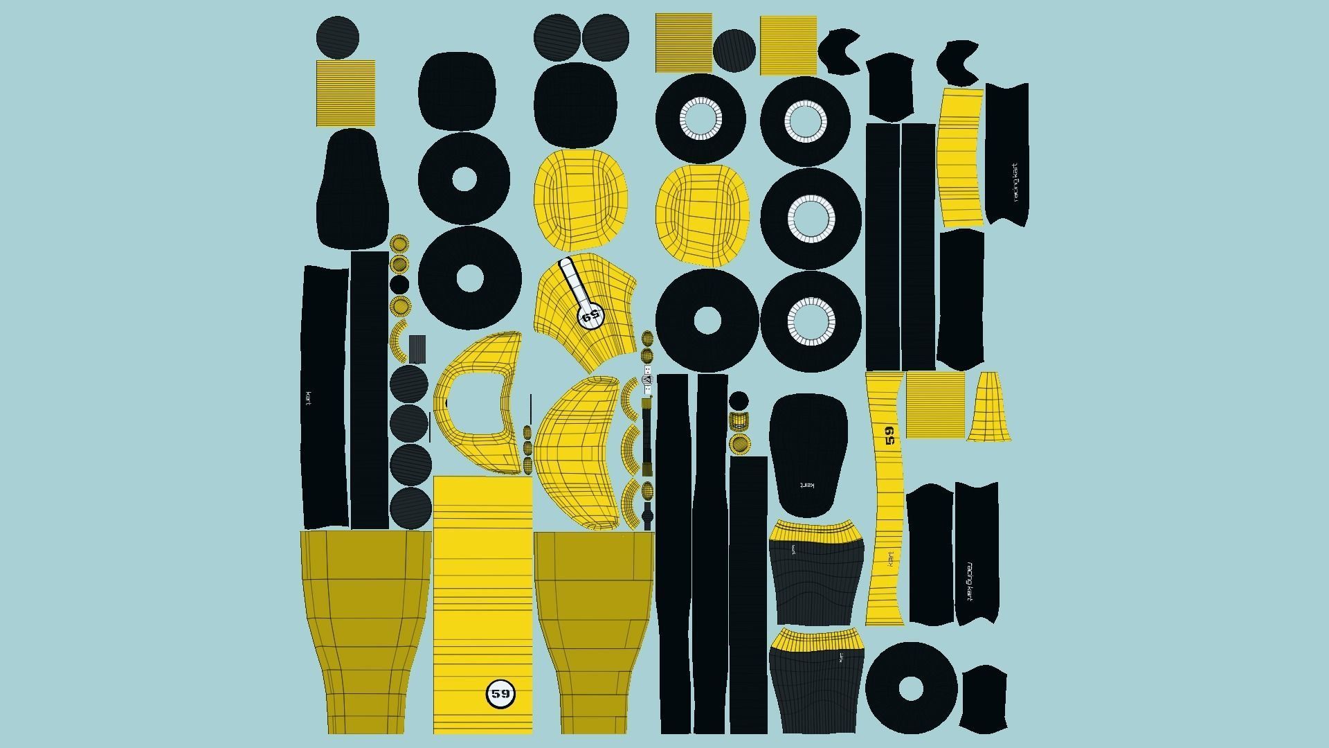 10 Cartoon Karts Yellow Collection - Vehicle Racing Design _67