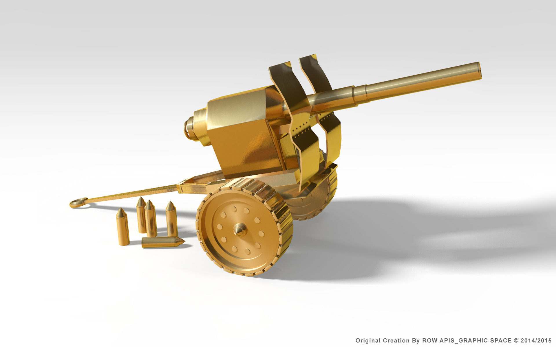 Canon metal cannon 3D model_1