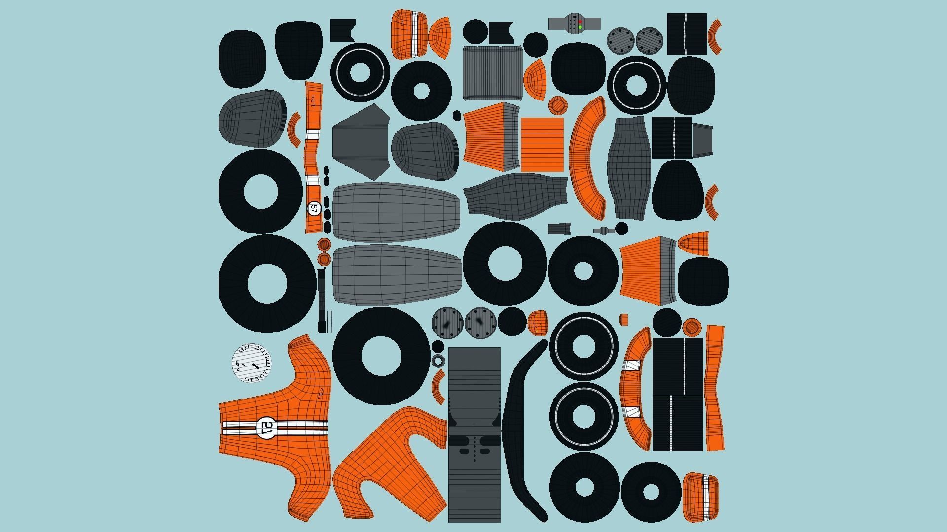 10 Cartoon Karts Orange Collection - Vehicle Racing Design _43