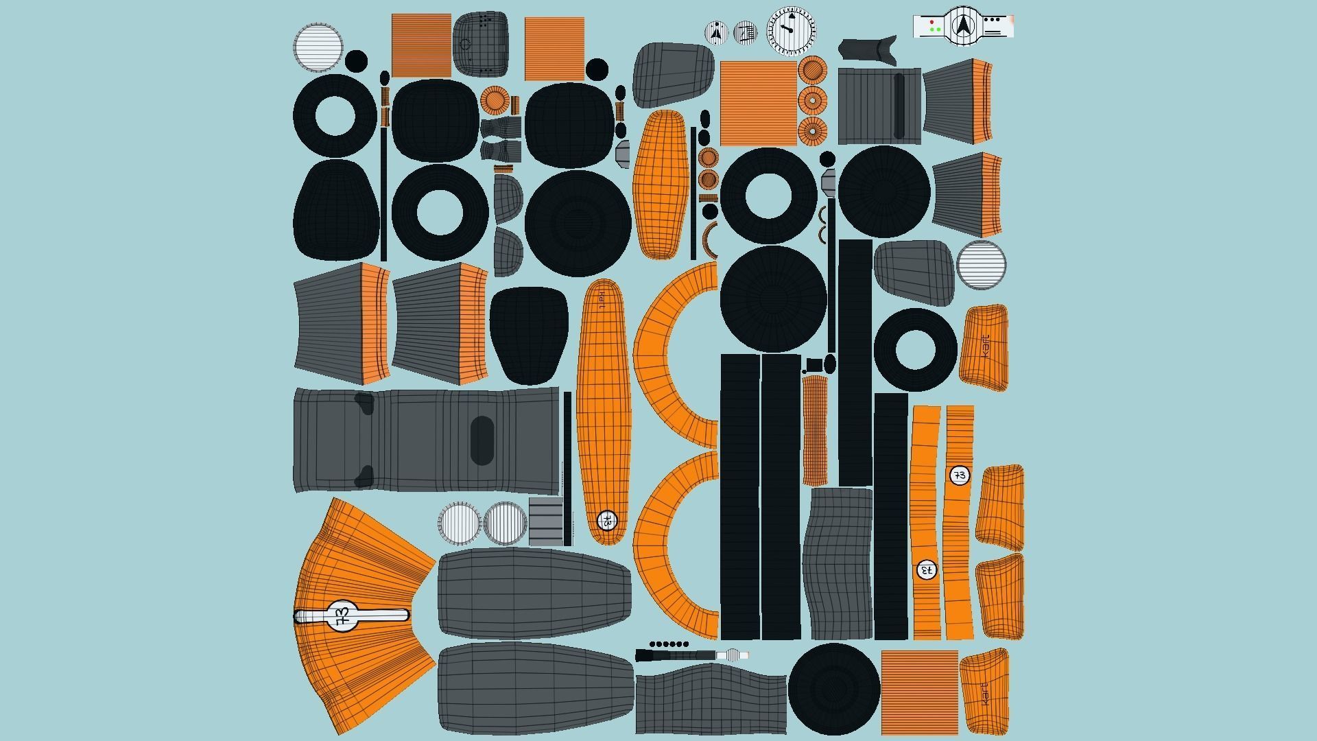 10 Cartoon Karts Orange Collection - Vehicle Racing Design _36