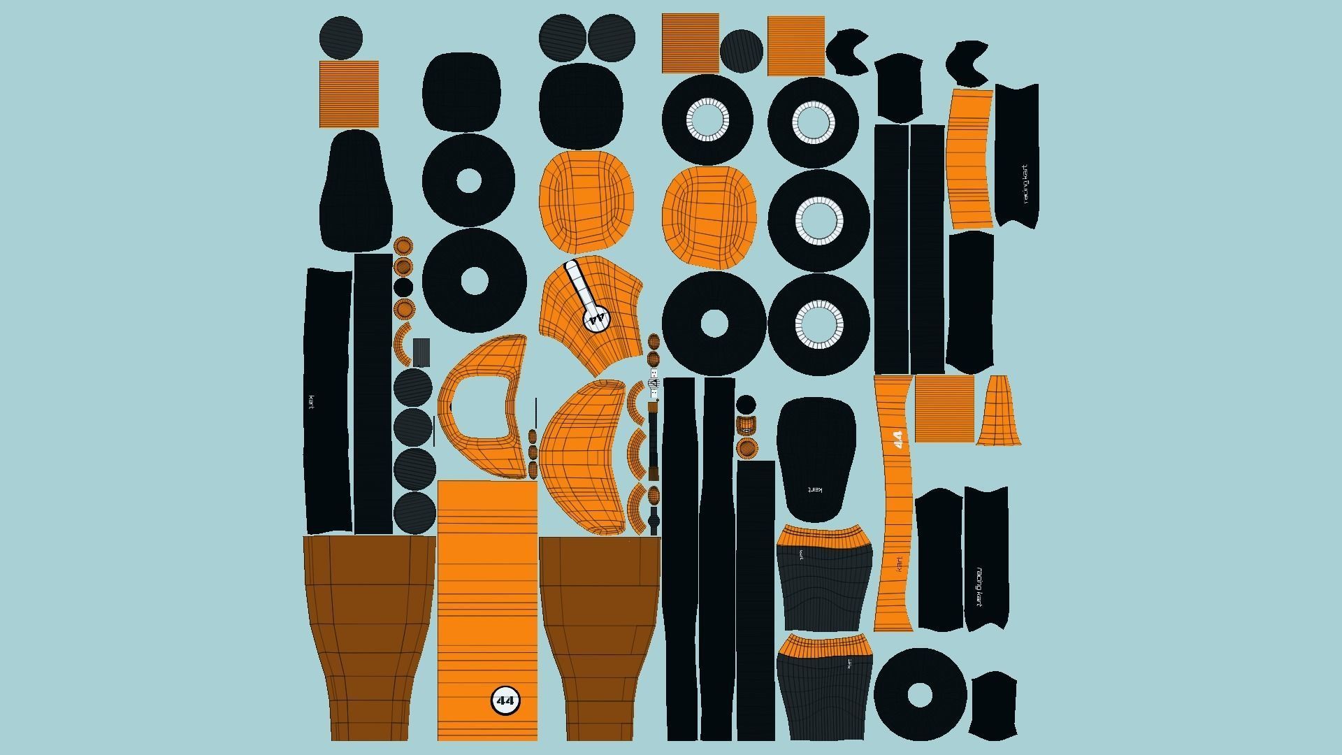 10 Cartoon Karts Orange Collection - Vehicle Racing Design _67