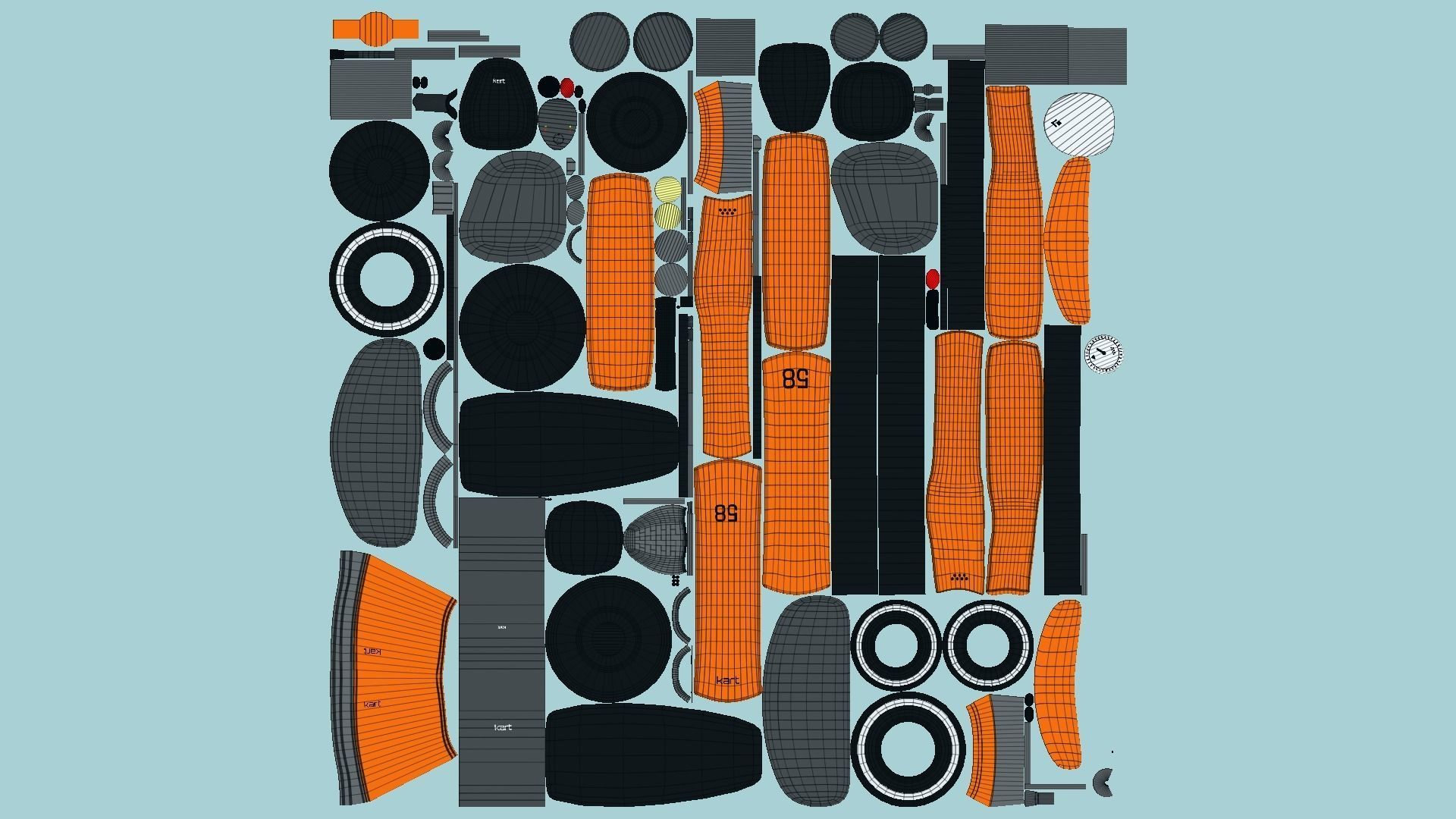 10 Cartoon Karts Orange Collection - Vehicle Racing Design _52