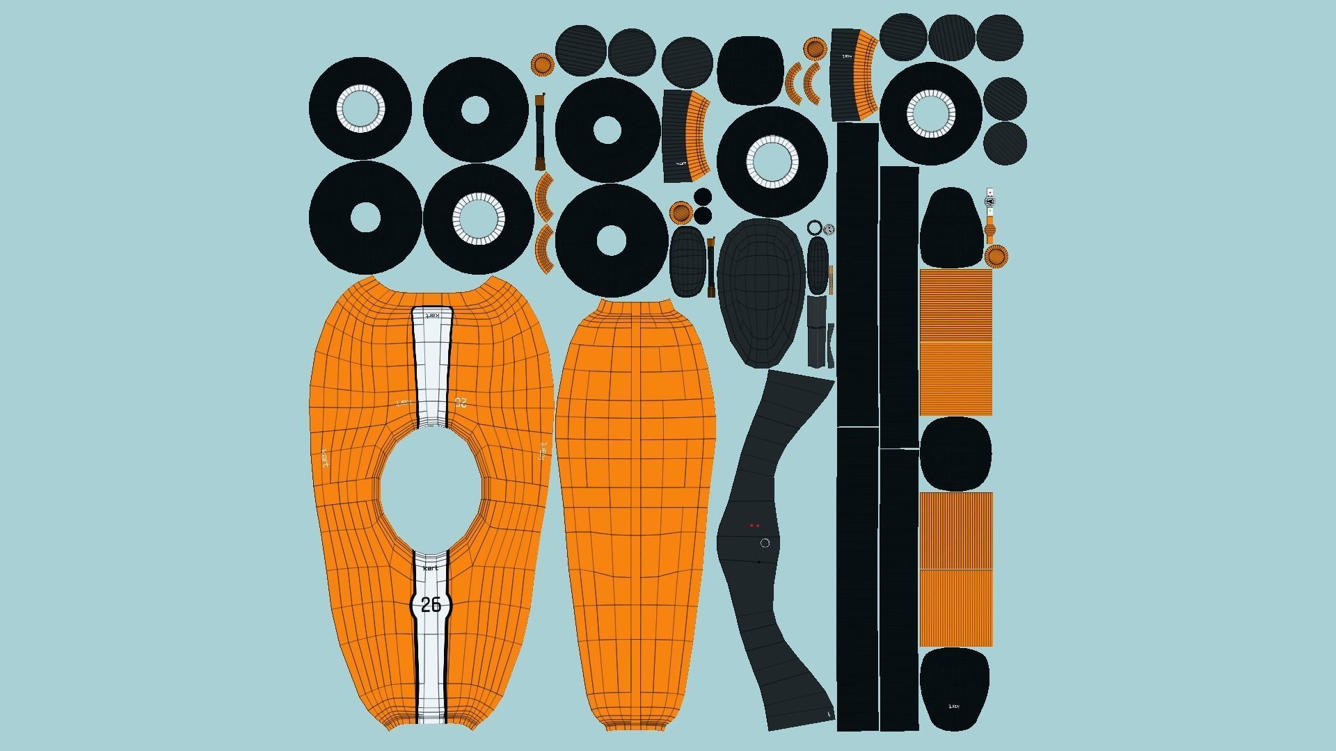 10 Cartoon Karts Orange Collection - Vehicle Racing Design _60