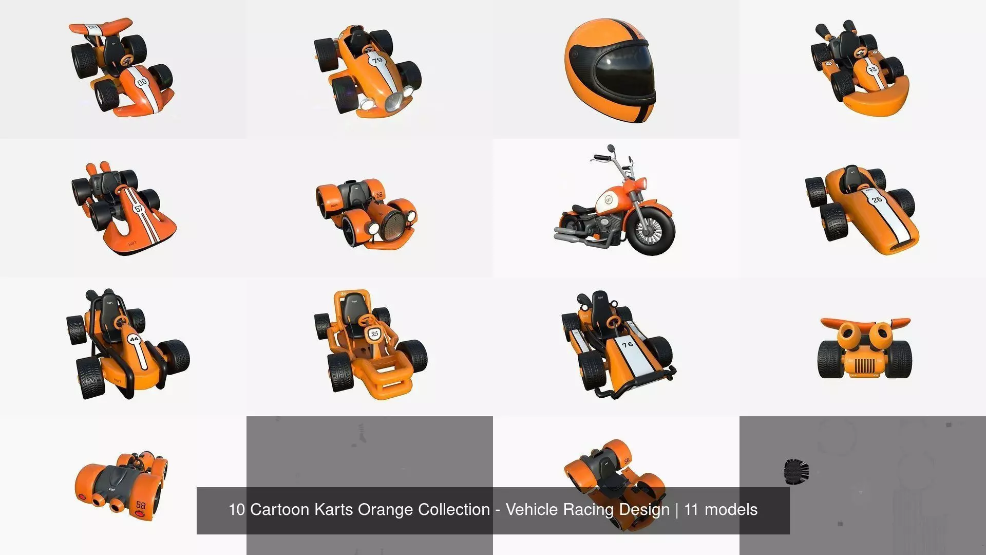 10 Cartoon Karts Orange Collection - Vehicle Racing Design _1