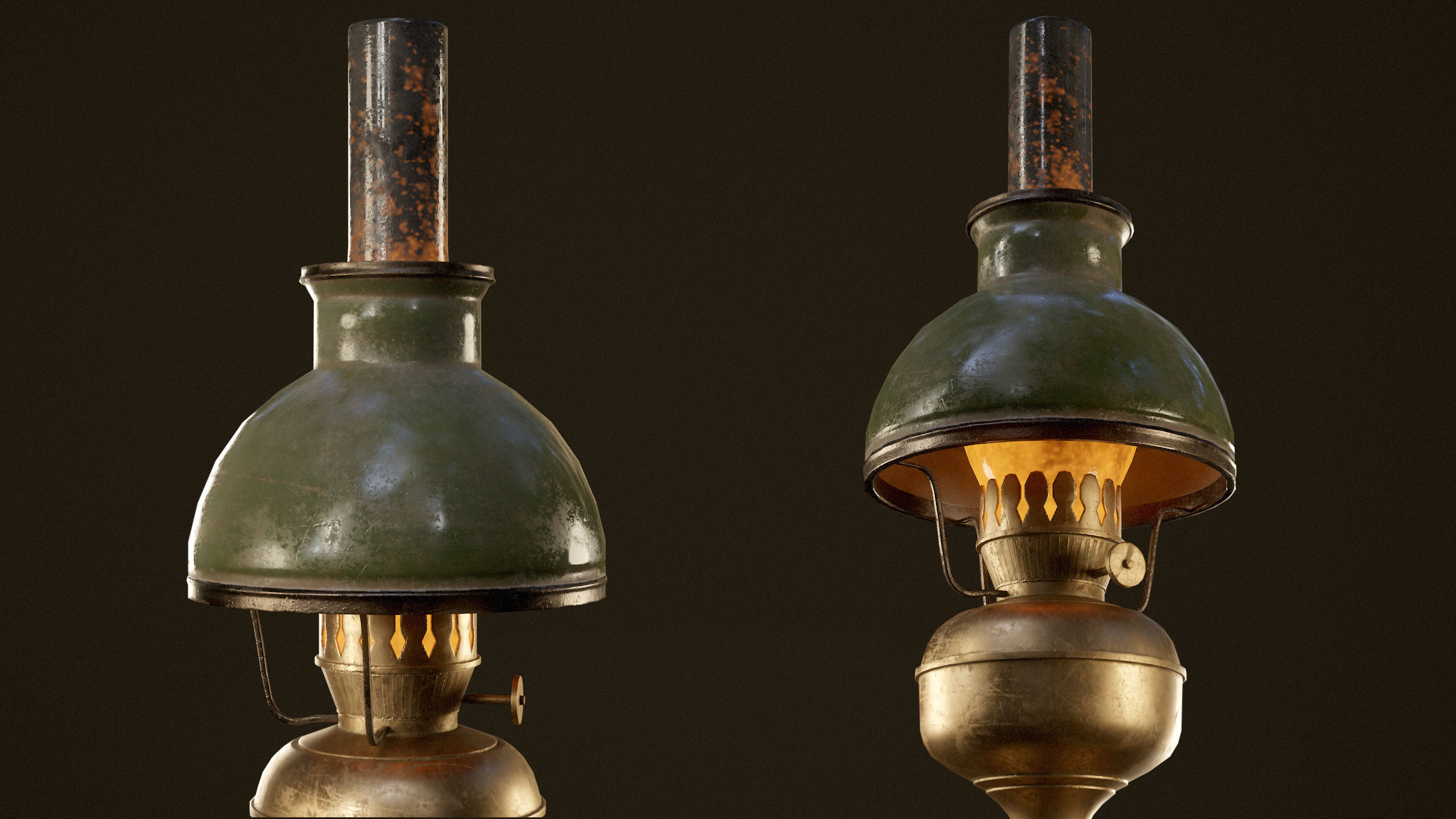 Victorian Table Lamps - PBR Game Ready Low-poly 3D model_13