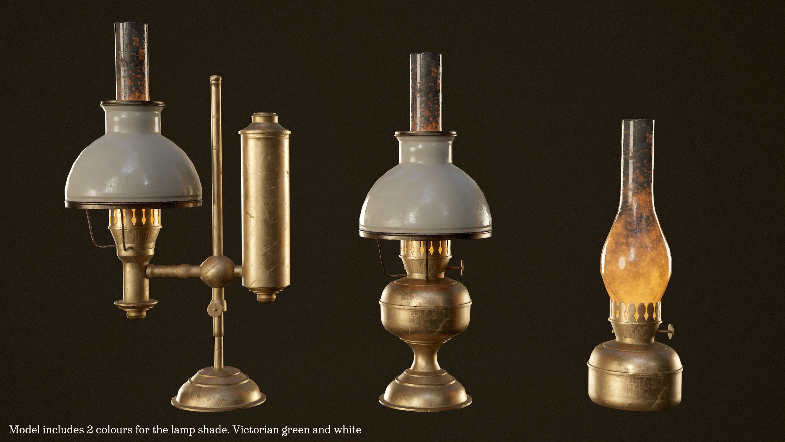 Victorian Table Lamps - PBR Game Ready Low-poly 3D model_2