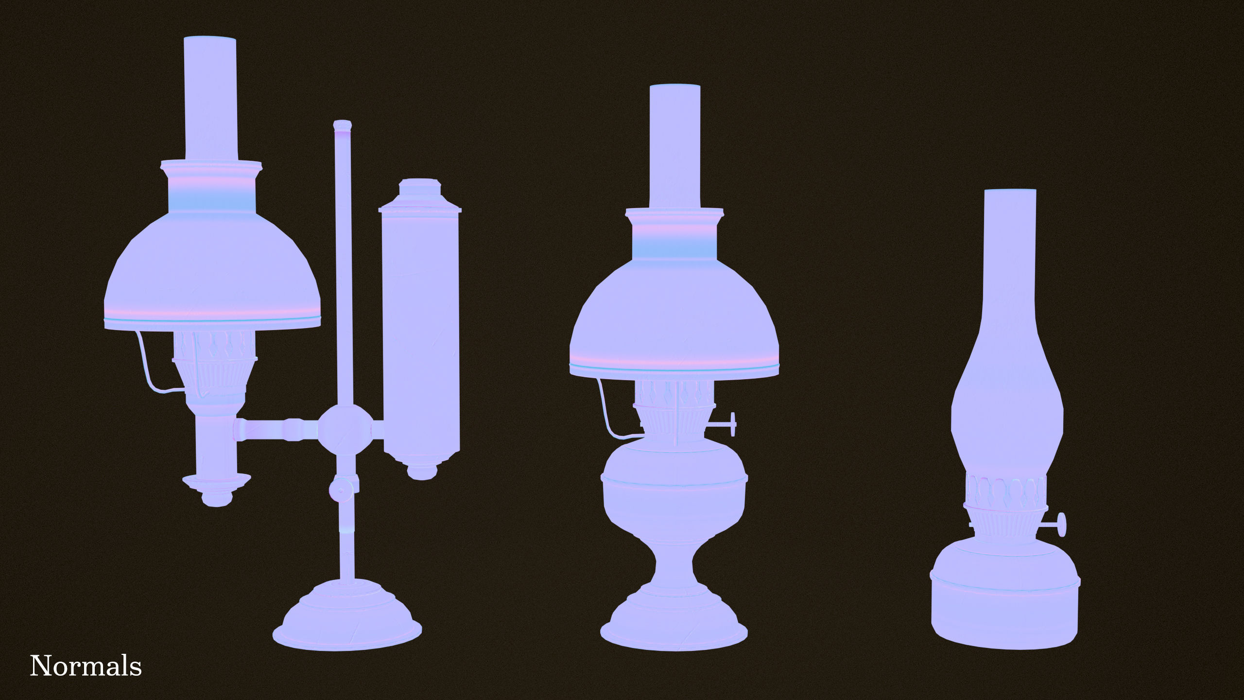 Victorian Table Lamps - PBR Game Ready Low-poly 3D model_19