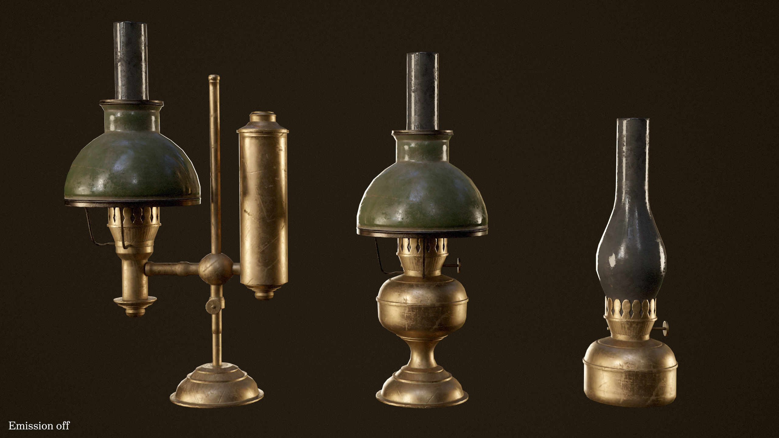 Victorian Table Lamps - PBR Game Ready Low-poly 3D model_9