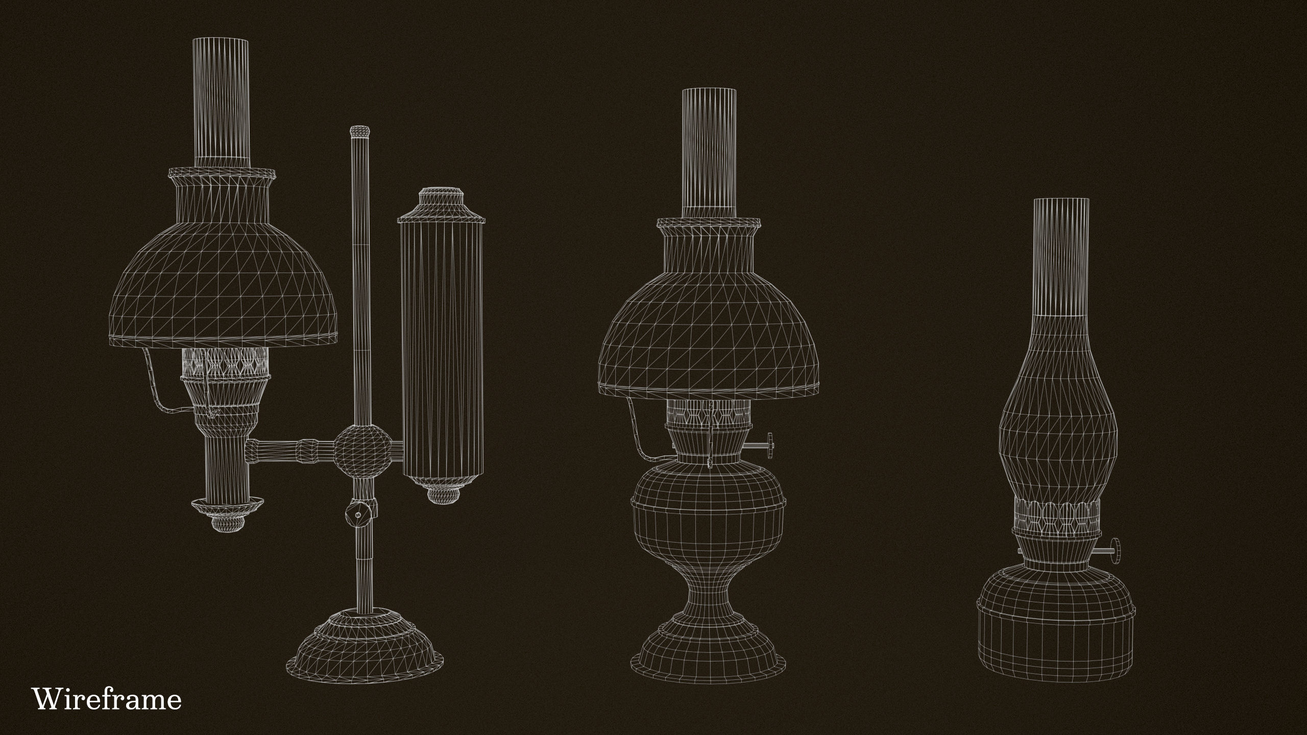 Victorian Table Lamps - PBR Game Ready Low-poly 3D model_15